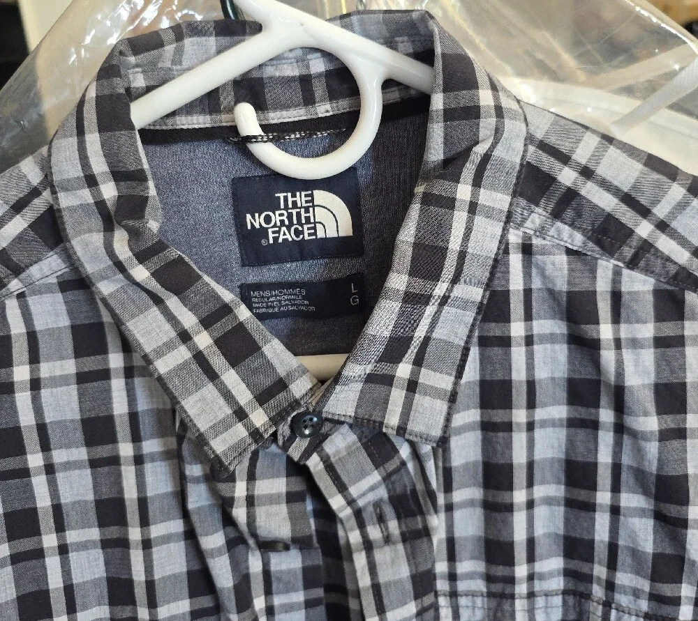 The North Face Men’s Black & White Plaid Button-Down Shirt